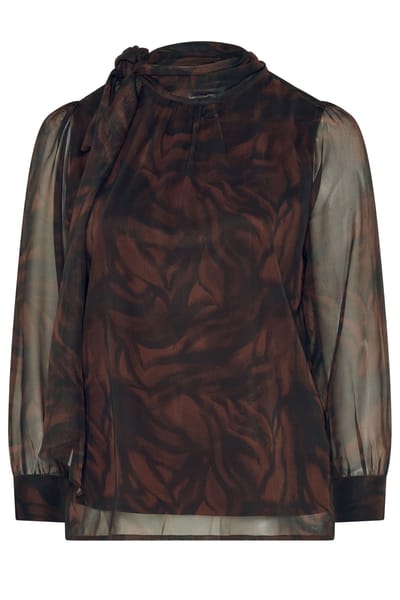 Yours London Curve Bruine Blouse Met Zebraprint En Strik Aan De Zijkant Size 38