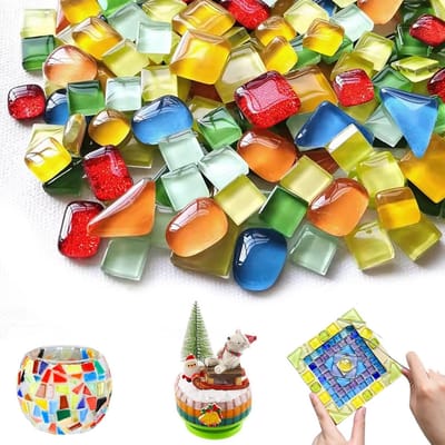 Mosaic tegels 500 g - kleurrijke glasmozaïk - hoogwaardig materiaal - perfect voor creatief knutselen - ShopVlot