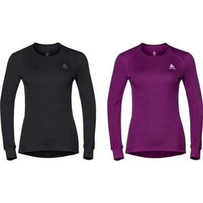 Odlo - Maat M - Suw Top Crew Neck L/S Active Warm 2 Pack Dames Thermoshirt - Black/Sangia