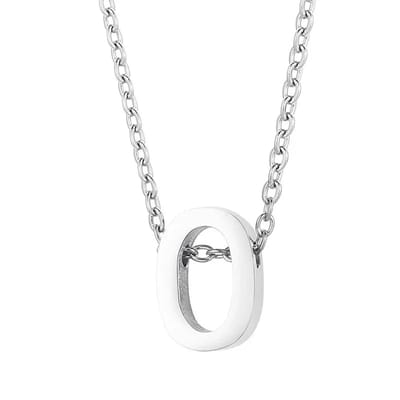 Aramat Jewels | Halskettingen | Stalen Initiaal Letterketting Vrouw – 45cm Zilverkleurig Gepersonaliseerd | O | |1,5mm | Staal | Volwassenen | Verkleurd niet
