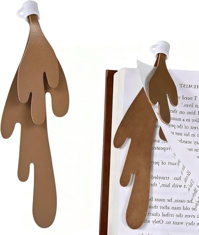 Leren Boekmerk met Leuke Koffiemok Ontwerp, Origineel Cadeau voor Boekenliefhebbers en Koffieliefhebbers, Dubbel Laags en Creatief
