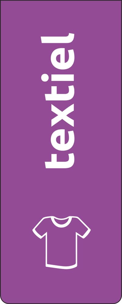 Textiel afval sticker - 160 x 65 mm