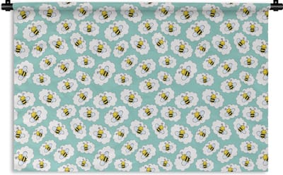 Wandkleed - Wanddoek - Bij - Insecten - Patroon - Groen - 180x120 cm - Wandtapijt