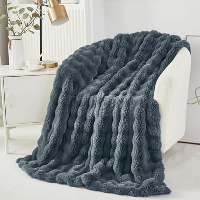 MUPOO Luxe Woondeken 130x160cm - Plaid Donkergrijs - 750 g/m² - Warme Superzacht Dubbelzijdige Deken - Knuffeldeken - Dekentje voor Baby, Sofa, Bank, Bed, Slaapkamer, Kantoor, Woonkamer