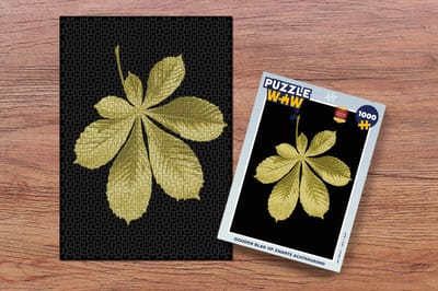 Puzzel Gouden blad op zwarte achtergrond - Legpuzzel - Puzzel 1000 stukjes volwassenen