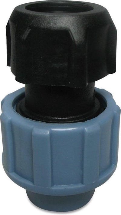 Unidelta Aansluitstuk PP 32 mm x 1 1/4" knel x binnendraad 16bar zwart/blauw DVGW/KIWA/WRAS