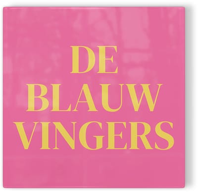 Tegeltje Zwolle De Blauwvingers - roze geel - tegeltje stad - tegeltje met tekst