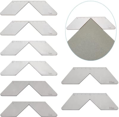 Dailygoody - Boekbinden Hoekaansluitingsgereedschap - Boekbindhoek Snijgereedschap - 8-delige Set - Roestvrij Staal - Hoeksnijden - Geschikt voor DIY-.