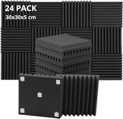 Akoestische Schuimplaten 30x30x5cm - Geluidsisolatie voor Studio's en Kantoren, 24 Stuks