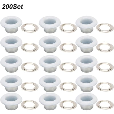 200 Sets Oogje Gesp Metalen Oogje Schoenen Lederen Tassen DIY Craft Knoop Klinknagel Gereedschap 6mmWit wit