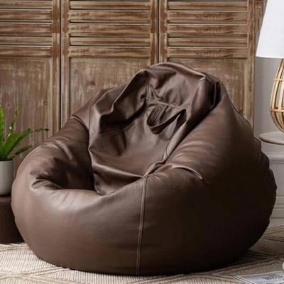 Kunstlederen Zitzak - Ongevulde Poef - Comfortabel Zitten - Huidvriendelijk Materiaal - Tot 100 cm Diameter - Koffie