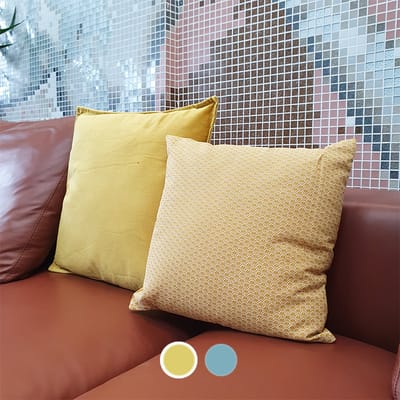 Vierkante decoratieve kussen geometrische patronen 38x38 cm - Overig - Geel - Jaune - SILUMEN