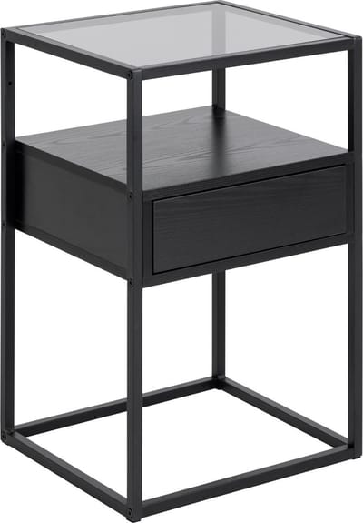 Nachtkastje Hibernia Smoke Glas Zwart - Giga Living