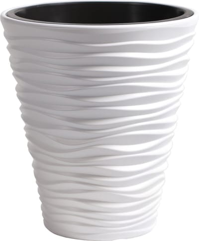 Prosperplast Plantenpot/bloempot Sand Dunes - buiten/binnen - kunststof - wit - D35 x H38 cm - met binnenpot