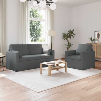 vidaXL Bankstel 2 pcs Donkergrijs 158 x 78 x 80 cm Stof