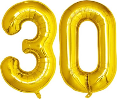 2-delige folie ballonnen set 30 goud XL - folie - ballon - 30 - verjaardag - birthday - goud - decoratie - versieren