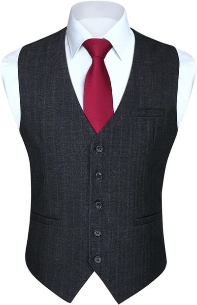 Formeel Klassiek Houndstooth Vest voor Mannen van Katoen - Perfect voor Bruiloften en Feestjes, Zwart, S