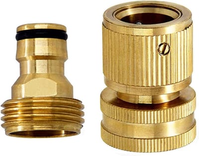 Snelle koppeling voor tuinslang, 3 inch massief messing, lekvrije connector, mannelijke en vrouwelijke aansluitingen, set van 2, ideaal voor tuinieren en waterspelen
