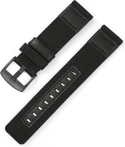 DrPhone LB20 Pro Canvas - Nylon Armband met Metalen Gesp - 22mm bandje - Geschikt voor alle smartwatches - (o.a. Samsung/Huawei) Zwart