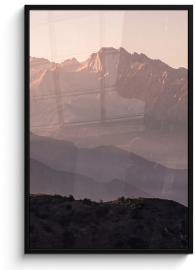 Poster in lijst - Fotolijst 80x120 cm - Posters - Panorama - Landschap - Bergen - Posterlijst zwart - Decoratie - Wanddecoratie woonkamer - Muurdecoratie slaapkamer