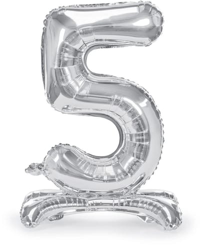 Folieballon staand 5 jaar zilver