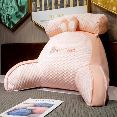 Leeskussen met nekrol - Rugsteun Kussen - Ontspannen Lezen - Afneembare Neksteun - 75x50cm - Roze