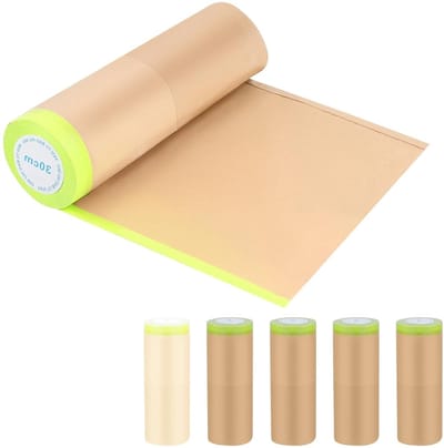 Verf Maskertape Rol 30cm x 15m, 6 Stuks Zelfklevende Tape voor Auto Schilderen, Meubelbescherming en Vloerbedekking