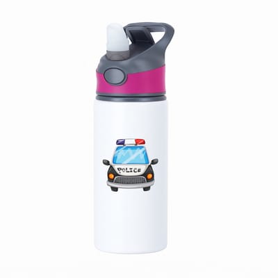 Hacebo® - Politiewagen waterfles met rietje roze - Politie - Politieagenten - hulpdiensten - handhaving - water fles - 650ML