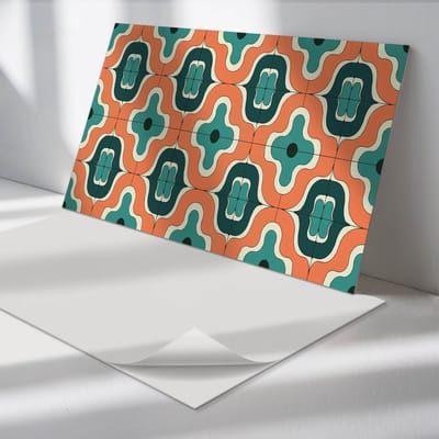 Wallfluent Vinyl Wandpaneel - Abstract golvend patroon Zelfklevend Muurpaneel - 100 cm x 50 cm - Turkoois Vinyl Wandpaneel - 1 stuk - Rechthoekig Wandbekleding Vinyl - Patroon Wandpaneel - Vinyl Wandbekleding - Wandpaneel Keuken en Badkamer