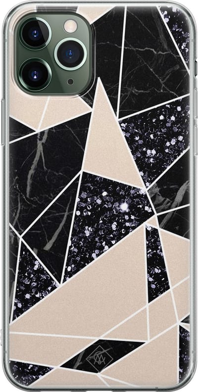 Casimoda® hoesje - Geschikt voor iPhone 11 Pro - Abstract Painted - Siliconen/TPU telefoonhoesje - Backcover - Geometrisch patroon - Zwart