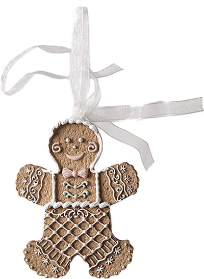 Clayre & Eef Kersthanger Gingerbread man 6x1x8 cm Bruin Kunststof Kerstboomversiering