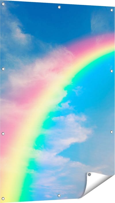 Gards Tuinposter Regenboog - 80x120 cm - Tuindoek - Tuindecoratie - Wanddecoratie buiten - Tuinschilderij