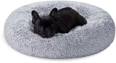 Feandrea Fluffy Hondenbed, Kattenbed, Donutkussen, Wasbaar, Uitneembare Middenvulling, Lange Pluche, Diameter 70 cm, Ombre Grijs PGW039G01