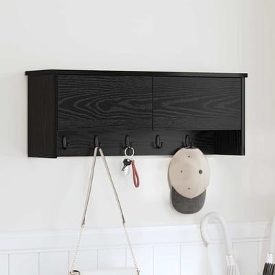 vidaXL - Wandgemonteerde - kapstok - Muurmontage - Zwart - Eiken - 80 - x - 20 - x - 30 - cm