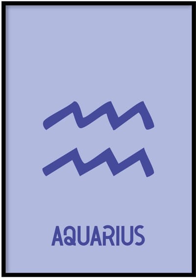 Poster Sterrenbeeld Aquarius paars - 50x70 cm - Sterrenbeeld - WALLLL - Exclusief lijst - Professioneel fotopapier