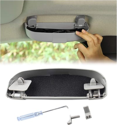 Brillenkoker Auto - Zonnebrilhouder Interieur - Auto Organiseren - Eenvoudige Installatie - 22.8 cm Lengte - Grijs