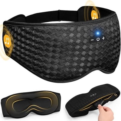 3D Bluetooth slaapmasker met zachte katoenen oordopjes, draadloze slaapmaskers met luidspreker en microfoon, comfortabele oordopjes voor muziek