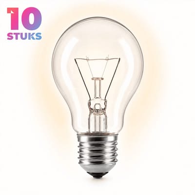 10x Peertje Gloeilamp E27 - 100W - Warm Wit Licht (2700K) - 1100 lm - 1 jaar - Dimbaar