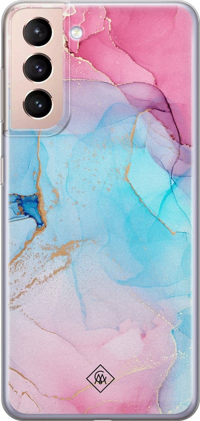 Casimoda® hoesje - Geschikt voor Samsung S21 Plus - Marmer blauw roze - Backcover - Siliconen/TPU - Multi