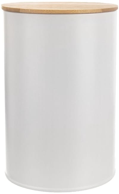 Orion Whiteline - Witte Metalen Voedselcontainer - 800 ml - Bamboe Deksel - Siliconen Afsluiting