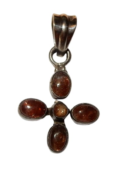 Zilveren Kruis Hanger Met Amber