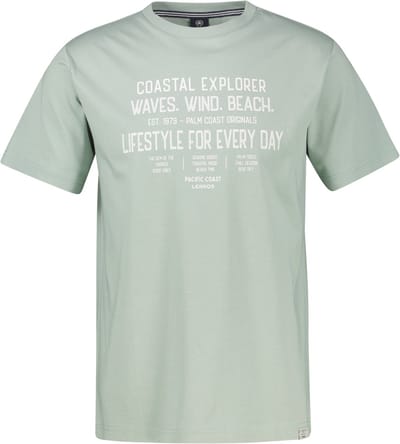 LERROS T-shirt van puur katoen met slogan-opdruk, grote maten , Maat: 3XL , Kleur: BAY GREEN , 100% katoen