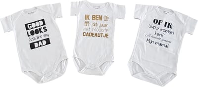 romper baby set met tekst jongen meisje korte mouw 3 stuks| good looks papa , superwoman mama , ik ben het mooiste cadeautje dit jaar| maat 50-56 | kraamcadeau kraamkado aankondiging bekendmaking zwangerschap cadeau voor de liefste aanstaande