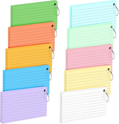 Lijntjes Kaarten - Notitie Kaarten - Woorden Leren - Dubbelzijdig Bruikbaar - 500 stuks - Multicolor
