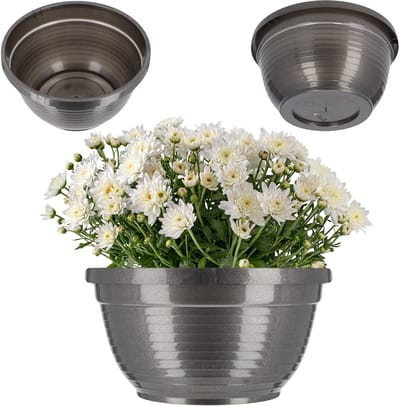 KADAX Schaal van kunststof, ronde bloemenschaal, weerbestendige plantenbak voor buiten, grafschaal, lichte kogelschaal voor bloemen, plantenbak (diameter 13 cm, grafiet)