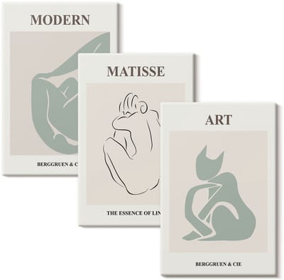 Wallfluent Set van canvas schilderijen - Abstracte figuren in pasteltinten van Henri Matisse Canvas Schilderijen Set - set 3 stuks 20x30 cm - Groente Set van Canvas Prints - Deel Canvas Kunst Set - Boheemse Canvas Kunst Set