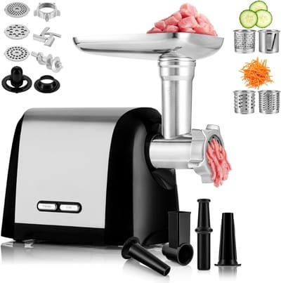 Zyrex® Professionele Worstenmaker - Roestvrijstalen Vleesmolen – Elektrische Gehaktmolen – Zilver - ‎18cm x 35cm x 30cm