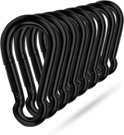 Dailygoods - Zwarte Karabijnhaak Stevige Veerhaak - Snelle Ontkoppeling voor Kamperen, Hiking, Visssen, Hangmat