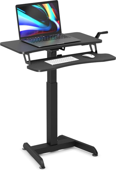 Worktrainer - Updesk High Handslinger - Hoogte 72-122 cm - Breedte 80 cm - Klein Zit-Sta Bureau - In hoogte verstelbaar Bureau - Zwart
