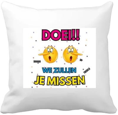 Akyol - doei emoji Kussen hoes - Afscheid bedank cadeau - een collega - werk - afscheidscadeau - verjaardagscadeau - 40 bij 40 cm